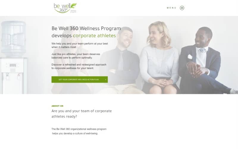 Be Well 360 Program website homepage top fold