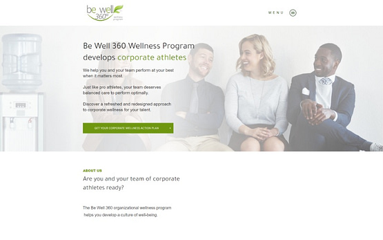 Be Well 360 Program website homepage top fold