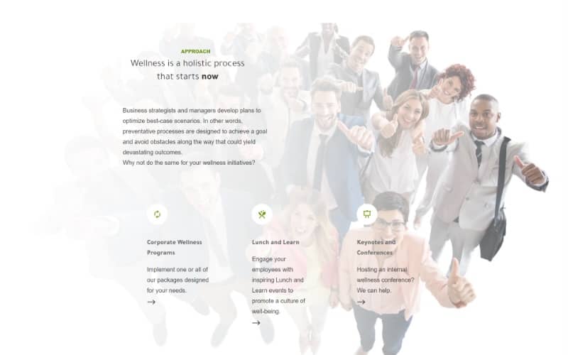 Be Well 360 Program homepage services fold