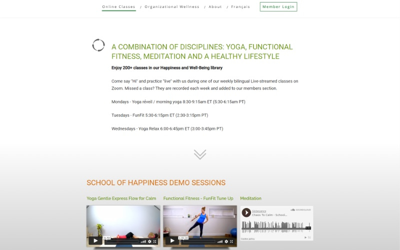 School of Happiness Online Classes page