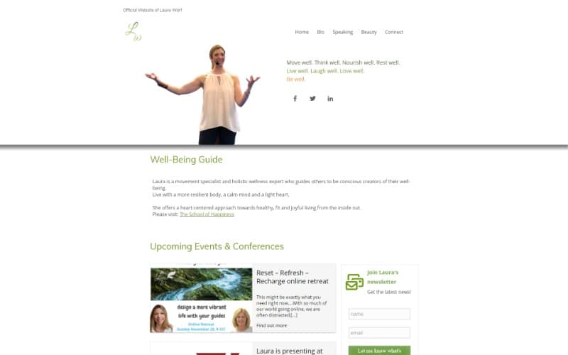 Laura Warf Official Website homepage top fold