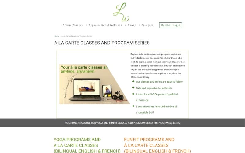 School of Happiness Online A la Carte page