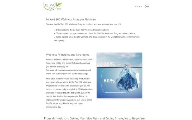 Be Well 360 Program Services overview with image