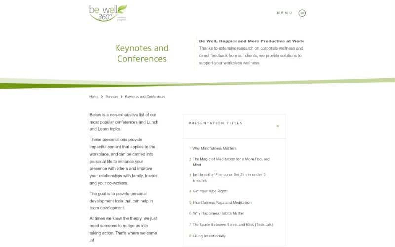 Services-Keynotes-Conferences-Be-Well-360-Program Be Well 360 Program Services Lunch and Learns, conferences, and keynotes