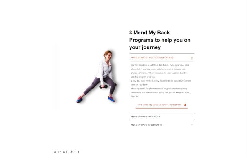 Homepage programs fold - Mend My Back Program