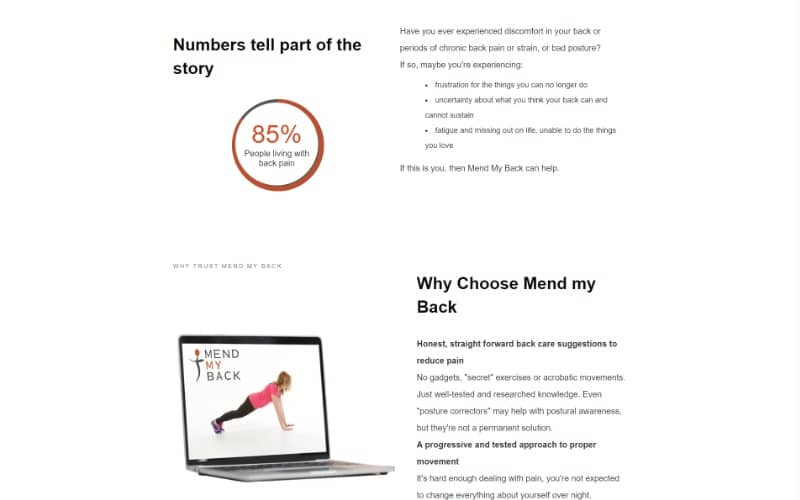 Homepage story fold - Mend My Back Program